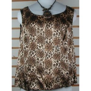 Leopard print silky poly tank EUC Perceptions
